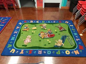 lot 1876 image: Large Classroom Area Rug.  90 x 86