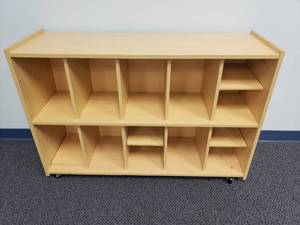 lot 1899 image: Tot Mate Rolling Classroom Storage Cabinet.  46 x 16 x 38