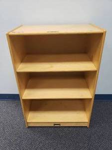lot 1900 image: Wooden Rolling JonTi Craft Classroom Shelf