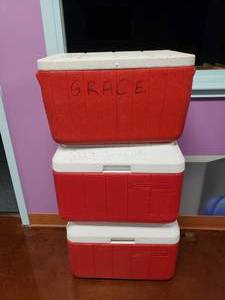 lot 1912 image: Lot of 3 Coleman 40 QT Coolers