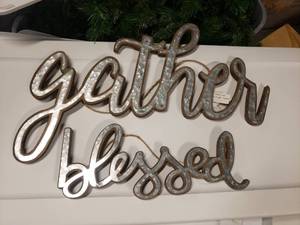 lot 1952 image: Simply Autumn Gather & Blessed Wood Wall Hanging Signs