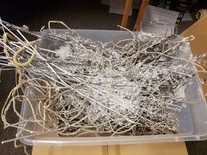 lot 1953 image: Tote Full of Misc Christmas Dcor.  Tree Decorating Accessories