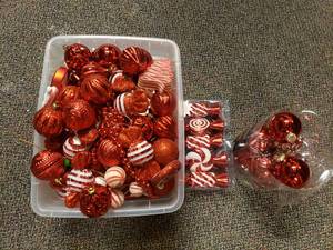 lot 1958 image: Tote Full of Misc Red Ornaments