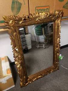 lot 1973 image: Large Ornate Gold Mirror
