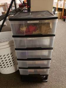 lot 1977 image: Plastic Storage Organizer.  Contents Included.