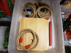 lot 1981 image: Wooden Ring Toss Game