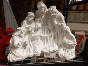 lot 1979 image: Beautiful Plaster Nativity Scene.  18 Tall & 22 Wide