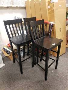 lot 2003 image: Lot of 3 Wooden Barstool Chairs