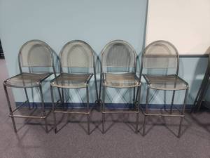 lot 1715 image: Lot of 4 Industrial Style Metal Barstol Chairs