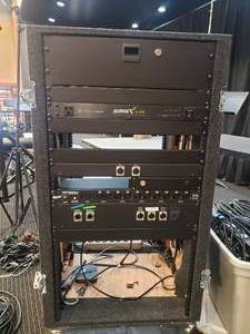 lot 80 image: Rolling Portable Church ElectronicsSound Cabinet w Locking Panels