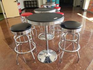 lot 576 image: SO COOL  Retro Style Barstool Table w Matching Chairs