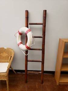 lot 689 image: Decorative Bamboo Ladder w Life Bouy