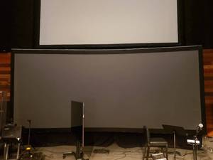 lot 34 image: AMAZING Draper StageScreen Portable Folding Screen w Drapes.  Measures 25 x 12 4