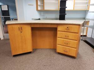 lot 880 image: Tall Curved Information Station w Corian Countertop