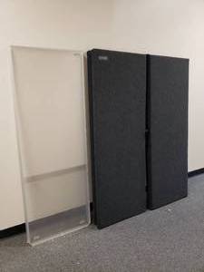 lot 2048 image: Clearsonic Drum Surround Kit.  Includes ClearSonic A5 6-Section Acrylic Panel & 4 ClearSonic LidPac Isolation Shield Panels