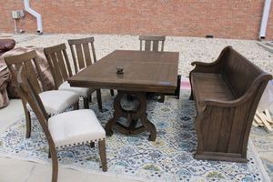 lot 3 image: Ashley Dining Room Set with Bench -  68x42x30 with 18 Leaf