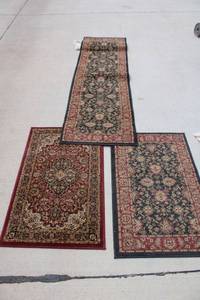 lot 53 image: Small area rugs and hallway long rug with anti-slip mat.