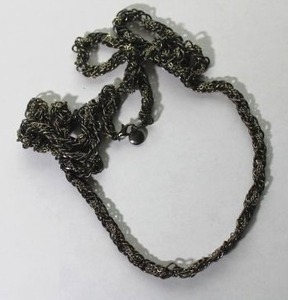 lot 104 image: Signed Alfani (Private label, Macys) patinated and mixed link braided rope chain 40L necklace. Lobster clasp with Alfani hang tag.