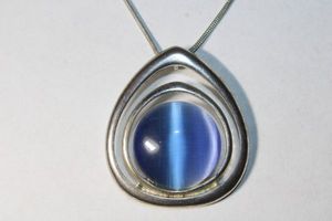 lot 203 image: Signed Kenneth Cole faux Cats Eye pendant necklace. Marked KC on reverse of pendant. 16L with 3 extender. Lobster clasp