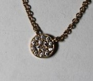 lot 241 image: Signed Banana Republic rose gold plated necklace with faux diamond crystal pendant. Has BR hang tag. 16L
