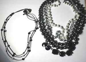 lot 321 image: Signed White House Black Market  (part of Chicos brand) 5-strand pearl and prong set rhinestone necklace. Has WHBM hang tag. 14-15L Includes an additional WHBM pearl necklace. 16L