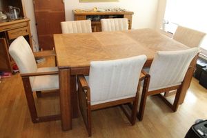 lot 52 image: Dining Table 42x29.5 with 17.5 Leaf and 6 chairs