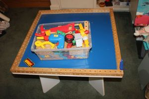 lot 111 image: BRIO Toy table with construction tool set