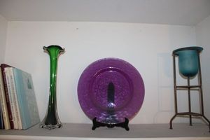 lot 112 image: Home Dcor with hand blown  Green Murano glass vase and books