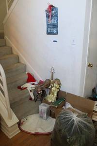 lot 142 image: Christmas sleighs tree skirt, garland, glitter tree and more