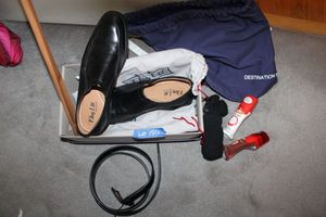 lot 150 image: Mens Leather shoes Flag Ltd. size 11.5, Belt, long shoe horn