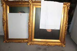 lot 187 image: 2 Gold painted frames each 29x33 (pictures being removed)