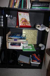lot 208 image: Black bookshelf (not contents)