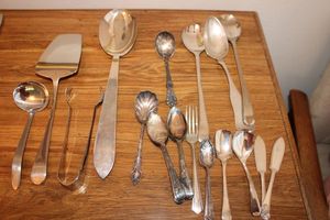 lot 35 image: Silver plated silverware and serving utensils