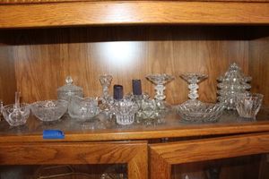 lot 41 image: Cream and Sugar sets, Crystal Candle holders as shown