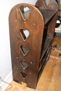lot 271 image: Wooden bookshelf with heart cutouts down the sides