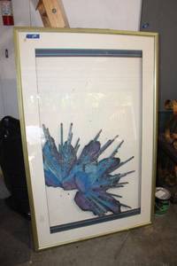 lot 299 image: LARGE glass framed wall artwork