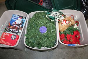 lot 315 image: 3 23 Gal. totes with Christmas decorations, see photos