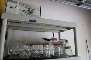 lot 322 image: Stemware glasses, glass jars, Lead crystal bowl, Salad bowl with silver-plated holder