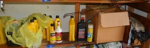 lot 252 image: Snake drain De-clogger, motor oil, brake fluid