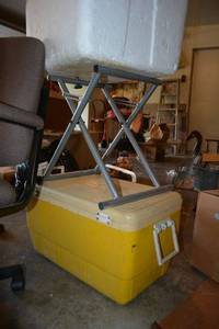 lot 241 image: Rolling office chair, coolers and ice chest with stand