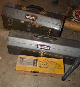 lot 263 image: Silver Metal Craftsman Tool boxes, socket wrench tool set