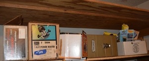 lot 269 image: Tools Pad sander, 34 HP power router, Air Station Inflator Compressor, Craftsman Drill
