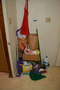 lot 206 image: Household cleaners Swiffer mop and duster, cleaners and more
