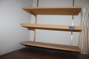 lot 149 image: Wall shelves with metal brackets (bring tools to remove)