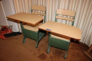 lot 199 image: Pair of vintage school desks