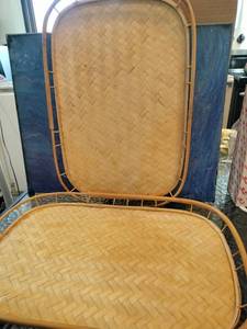 lot 86 image: 2 Vintage Wicker Trays with Beautiful Color
