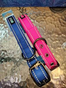 lot 99 image: 2 NWT Metal Buckle Reflective Dog Collars