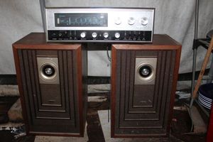 lot 11 image: Vintage Solid State Stereo Turner amplifier with 2 AKAI Speakers Model SW120 model 3000