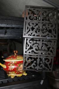 lot 22 image: Hand painted lidded vessel and wall dcor