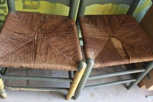 lot 89 image: Vintage Rush Weave Chairs (2)